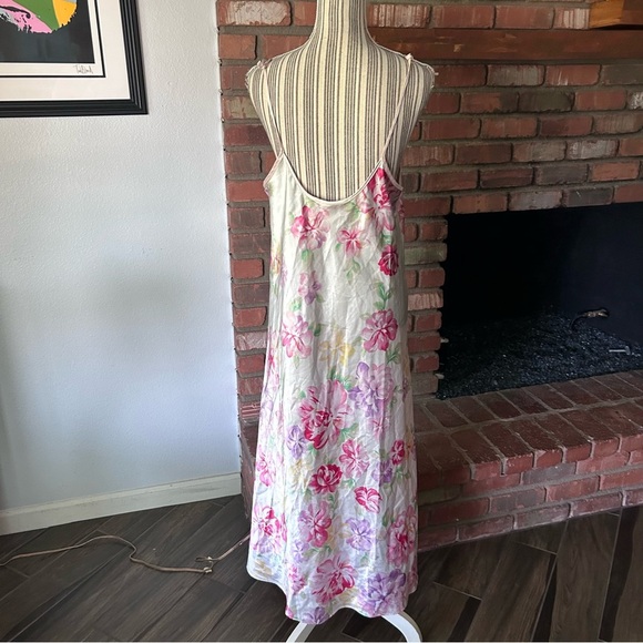 VTG Oscar de la Renta Floral Maxi Satin Slip Dress Sz L - Picture 6 of 10